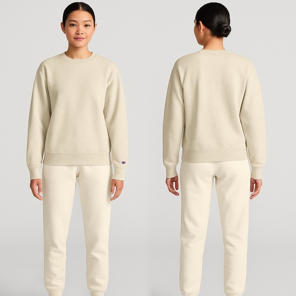Champion PowerBlend Crew Neck Sweatshirt in Sand NEW - Picture 1 of 6